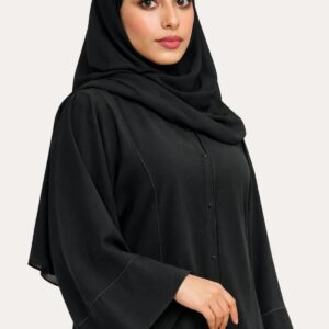 عباية كويتي كريب ملكي باللون الأسود